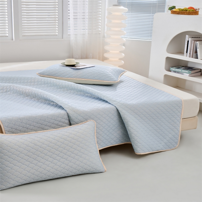 91家纺网 家纺一手货源 找家纺 羽梦家纺 2026新款凉席硅胶席子 淡蓝色