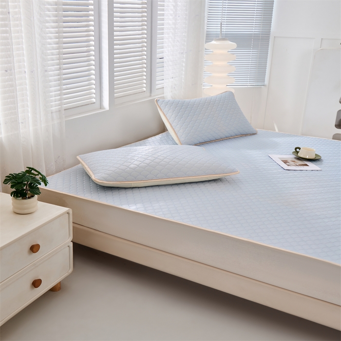 91家纺网 家纺一手货源 找家纺 羽梦家纺 2026新款凉席硅胶席子 淡蓝色