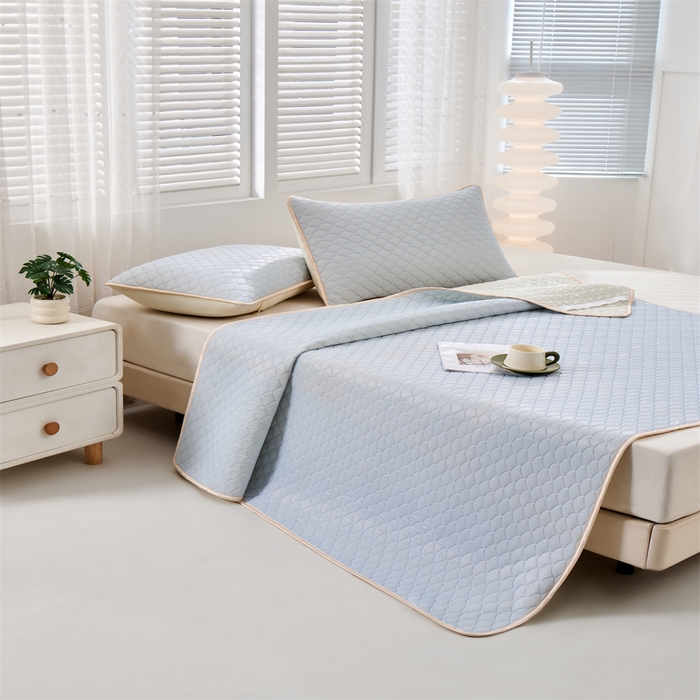 91家纺网 家纺一手货源 找家纺 羽梦家纺 2026新款凉席硅胶席子 淡蓝色