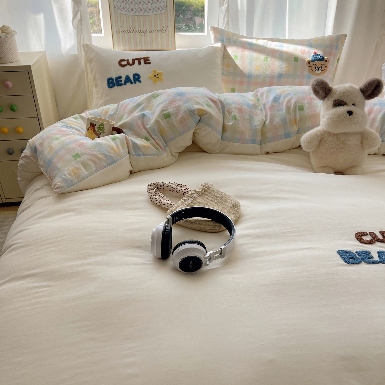 91家纺网 家纺一手货源 找家纺 韩都家居 2026春夏新款亲肤舒适毛巾绣四件套（包含买家秀原图） 小熊星星