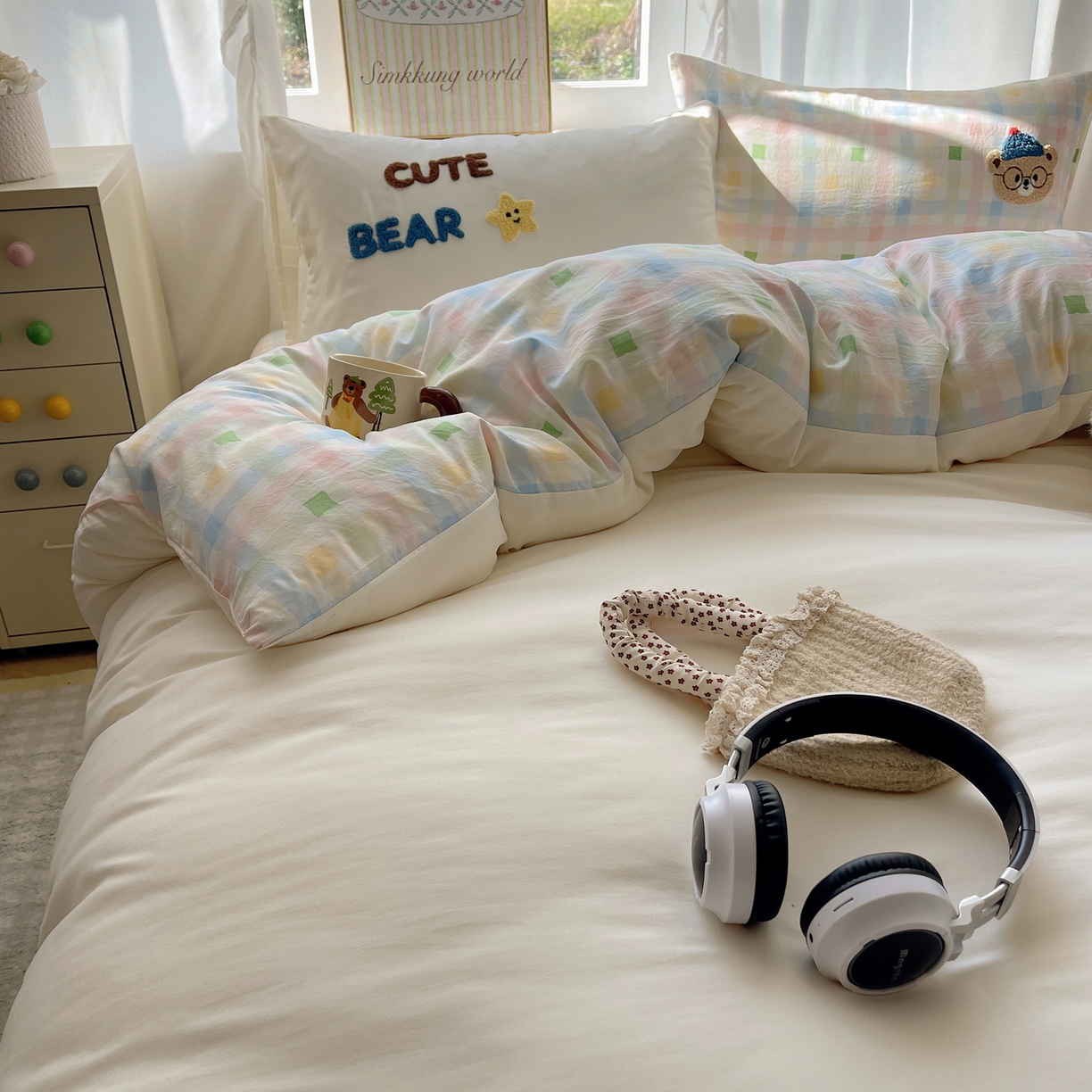 91家纺网 家纺一手货源 找家纺 韩都家居 2026春夏新款亲肤舒适毛巾绣四件套（包含买家秀原图） 小熊星星