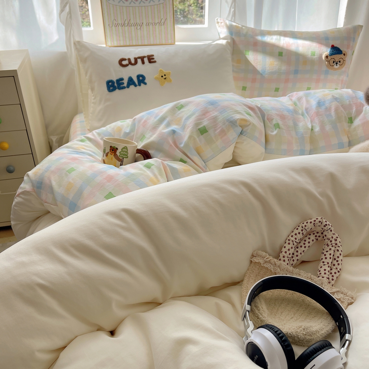 91家纺网 家纺一手货源 找家纺 韩都家居 2026春夏新款亲肤舒适毛巾绣四件套（包含买家秀原图） 小熊星星