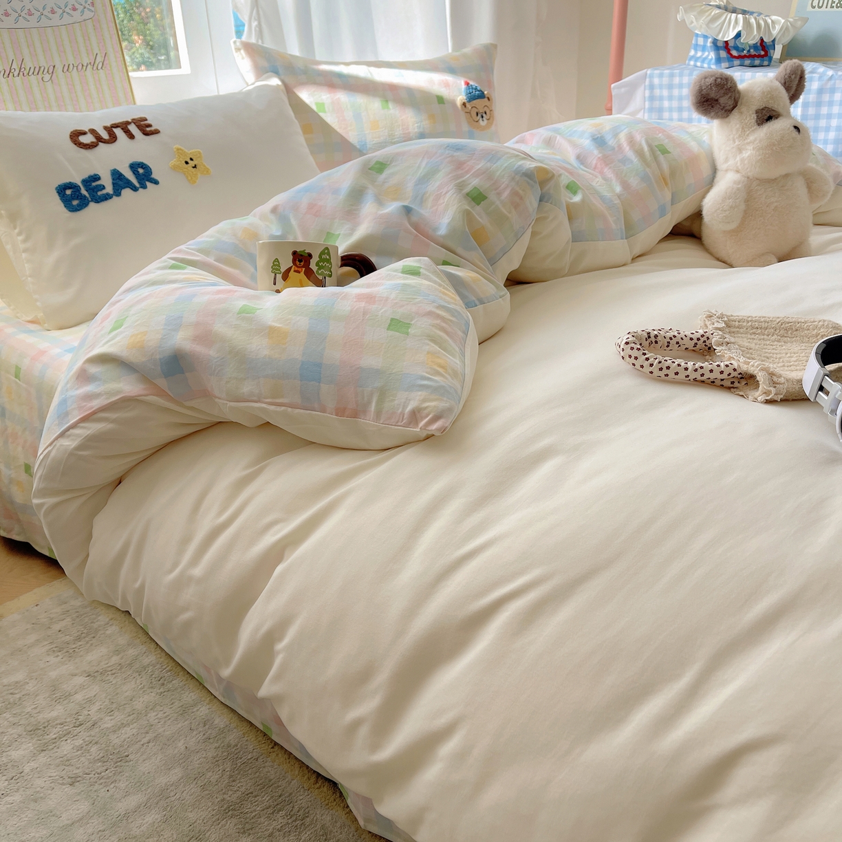 91家纺网 家纺一手货源 找家纺 韩都家居 2026春夏新款亲肤舒适毛巾绣四件套（包含买家秀原图） 小熊星星