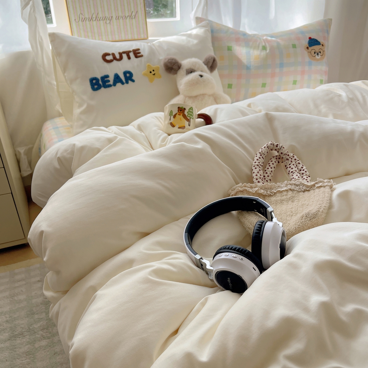 91家纺网 家纺一手货源 找家纺 韩都家居 2026春夏新款亲肤舒适毛巾绣四件套（包含买家秀原图） 小熊星星