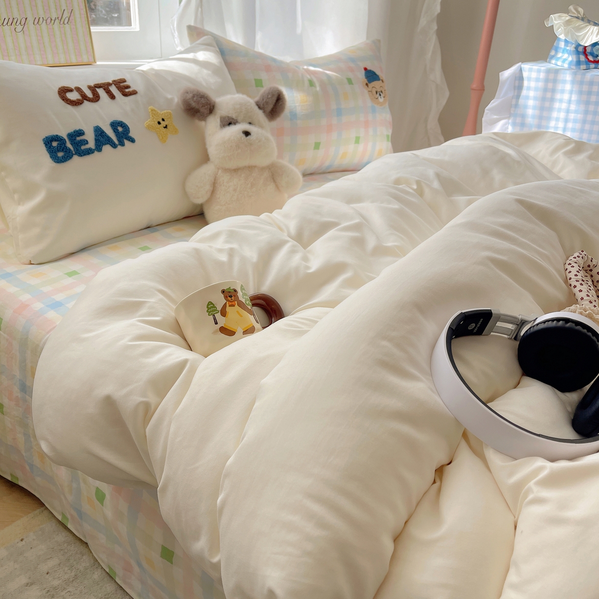 91家纺网 家纺一手货源 找家纺 韩都家居 2026春夏新款亲肤舒适毛巾绣四件套（包含买家秀原图） 小熊星星