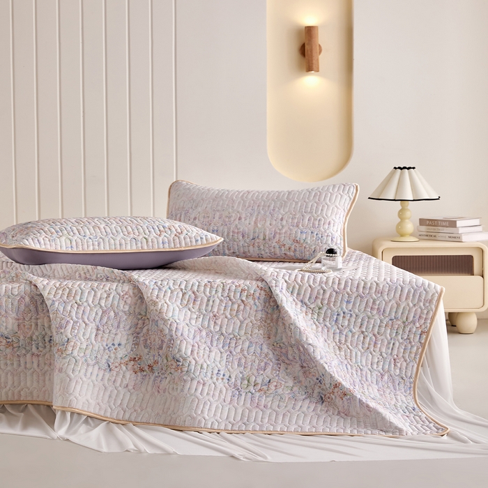 91家纺网 家纺一手货源 找家纺 羽梦家纺 2026新款冰柔丝乳胶床裙款凉席云间花境