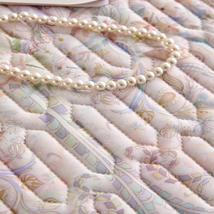 91家纺网 家纺一手货源 找家纺 羽梦家纺 2026新款冰柔丝乳胶床裙款凉席云间花境