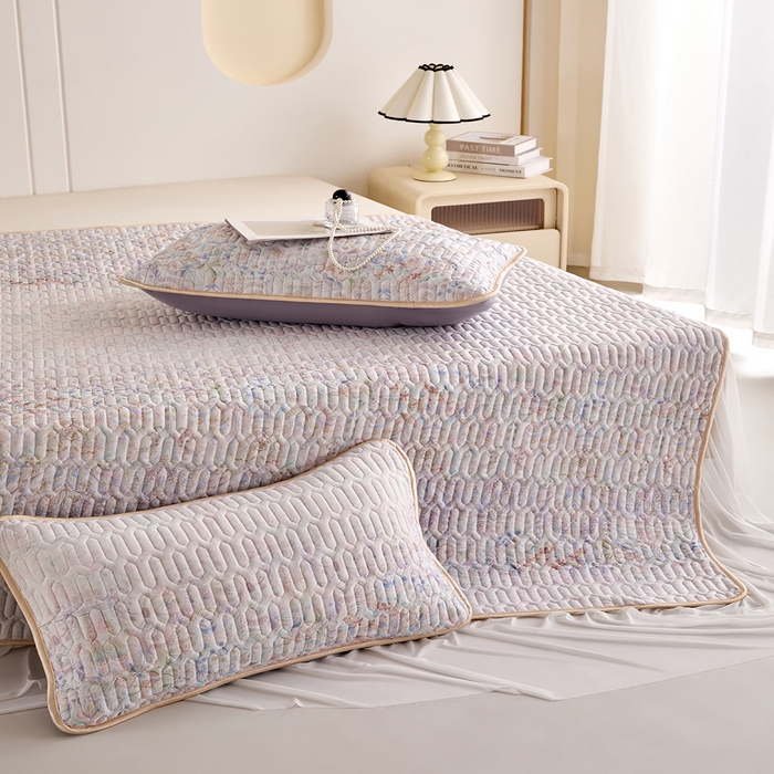 91家纺网 家纺一手货源 找家纺 羽梦家纺 2026新款冰柔丝乳胶床裙款凉席云间花境