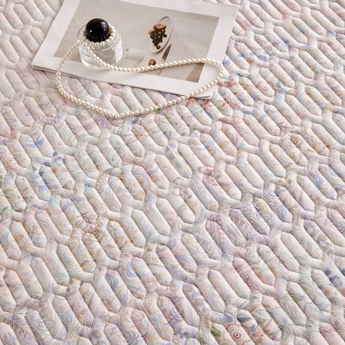 91家纺网 家纺一手货源 找家纺 羽梦家纺 2026新款冰柔丝乳胶床裙款凉席云间花境