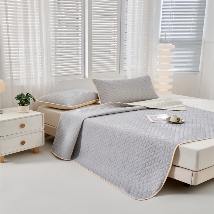 91家纺网 家纺一手货源 找家纺 羽梦家纺 2026新款凉席硅胶席子 青空灰