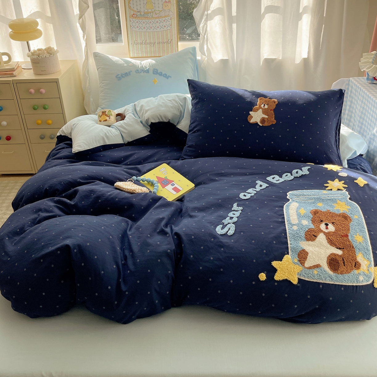 韩都家居 2026春夏新款亲肤舒适毛巾绣四件套（包含买家秀原图） 许愿熊