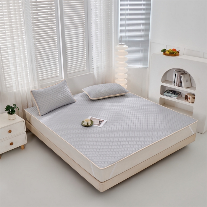 91家纺网 家纺一手货源 找家纺 羽梦家纺 2026新款凉席硅胶席子 青空灰