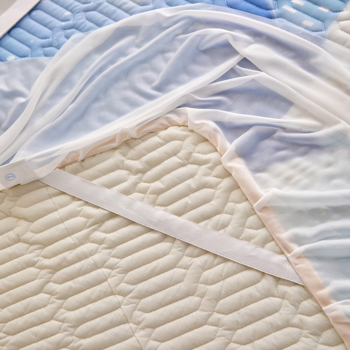 91家纺网 家纺一手货源 找家纺 羽梦家纺 2026新款冰柔丝乳胶床裙款凉席云端兔语