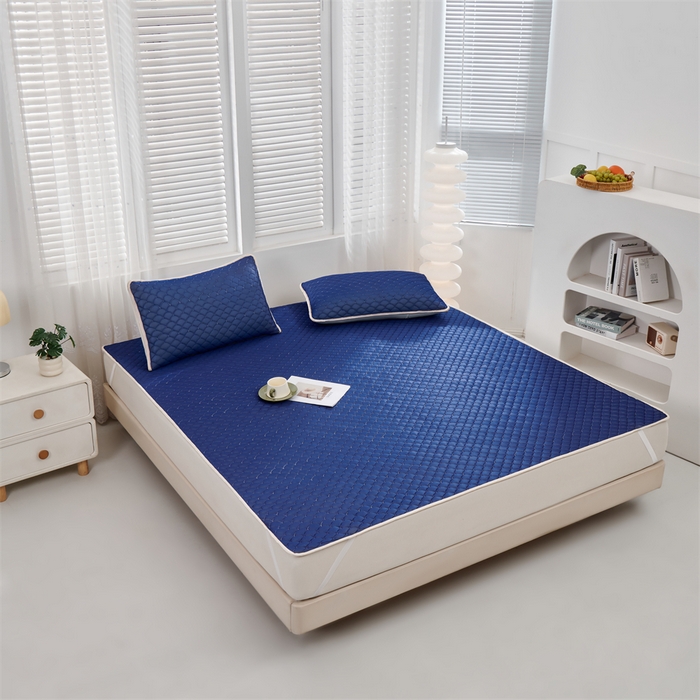 91家纺网 家纺一手货源 找家纺 羽梦家纺 2026新款凉席硅胶席子 深睡蓝