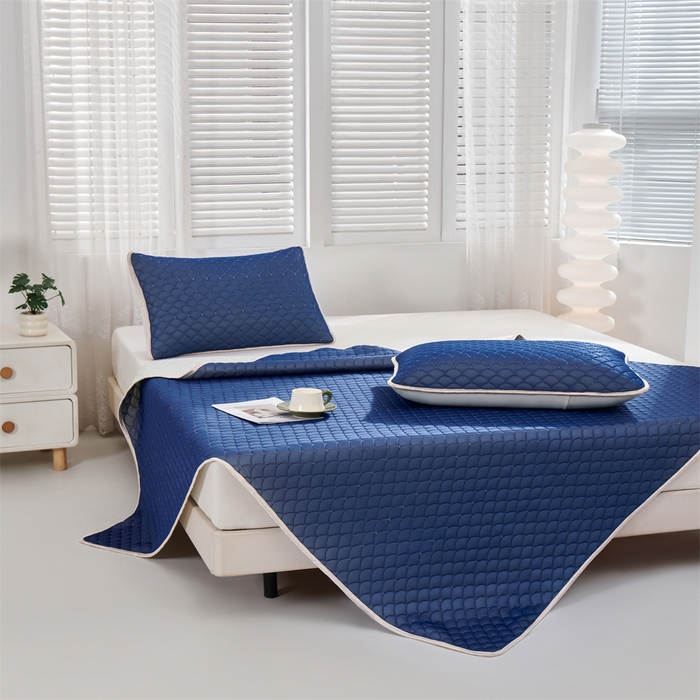 91家纺网 家纺一手货源 找家纺 羽梦家纺 2026新款凉席硅胶席子 深睡蓝