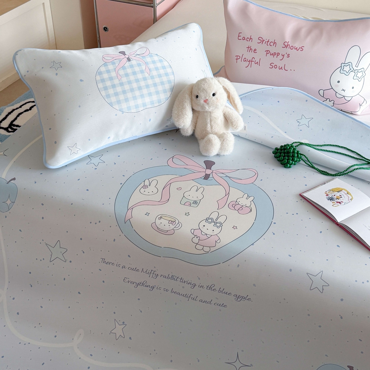 91家纺网 家纺一手货源 找家纺 美乐迪家纺 2026新款大版水光冰丝凉席席子凉席 苹果兔兔