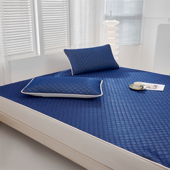 91家纺网 家纺一手货源 找家纺 羽梦家纺 2026新款凉席硅胶席子 深睡蓝