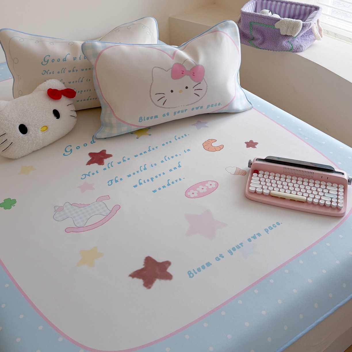 91家纺网 家纺一手货源 找家纺 美乐迪家纺 2026新款大版水光冰丝凉席席子凉席 猫咪物语