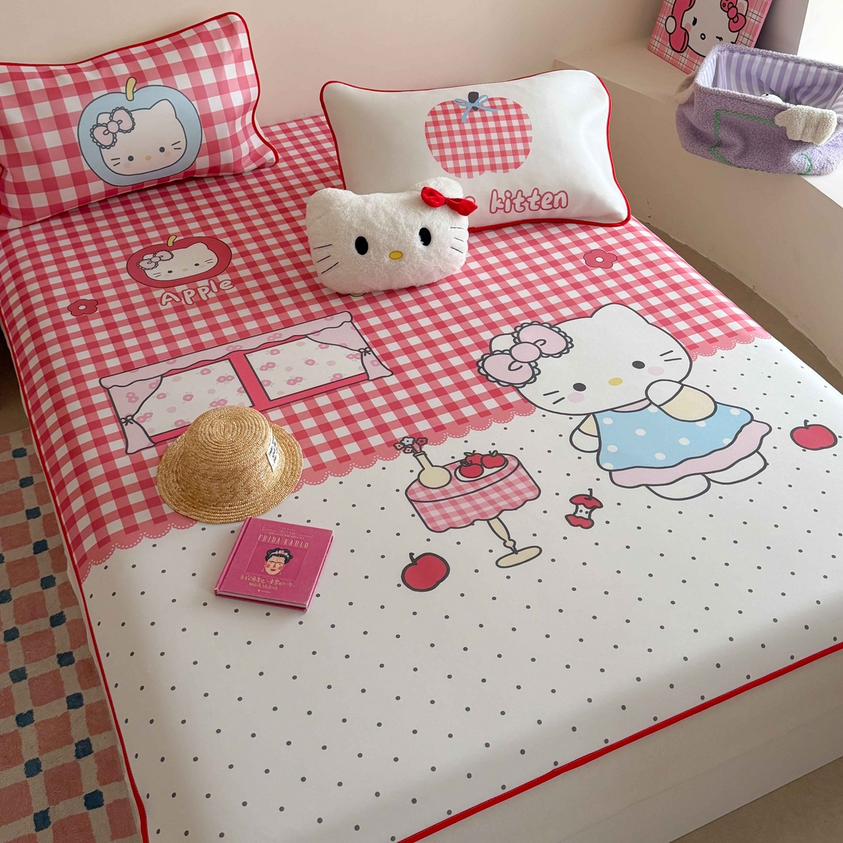 91家纺网 家纺一手货源 找家纺 美乐迪家纺 2026新款大版水光冰丝凉席席子凉席 苹果猫猫