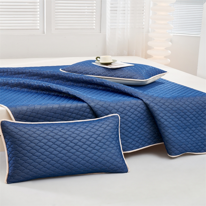 91家纺网 家纺一手货源 找家纺 羽梦家纺 2026新款凉席硅胶席子 深睡蓝