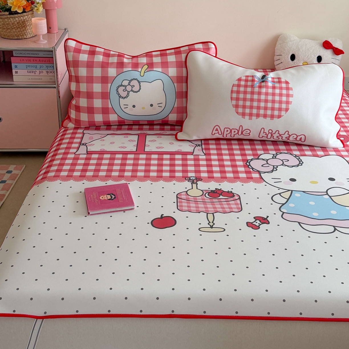 91家纺网 家纺一手货源 找家纺 美乐迪家纺 2026新款大版水光冰丝凉席席子凉席 苹果猫猫