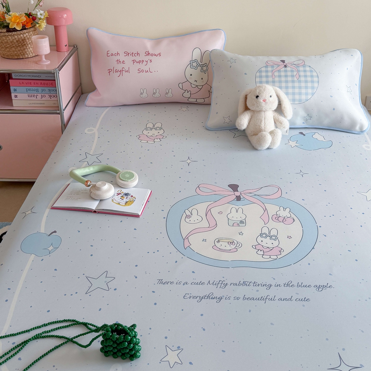 91家纺网 家纺一手货源 找家纺 美乐迪家纺 2026新款大版水光冰丝凉席席子凉席 苹果兔兔