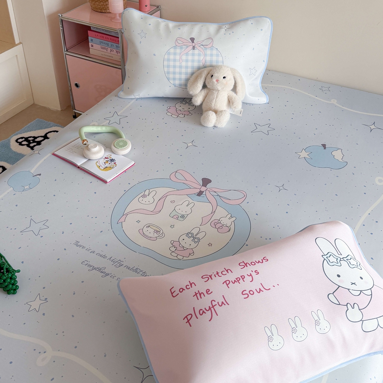 91家纺网 家纺一手货源 找家纺 美乐迪家纺 2026新款大版水光冰丝凉席席子凉席 苹果兔兔