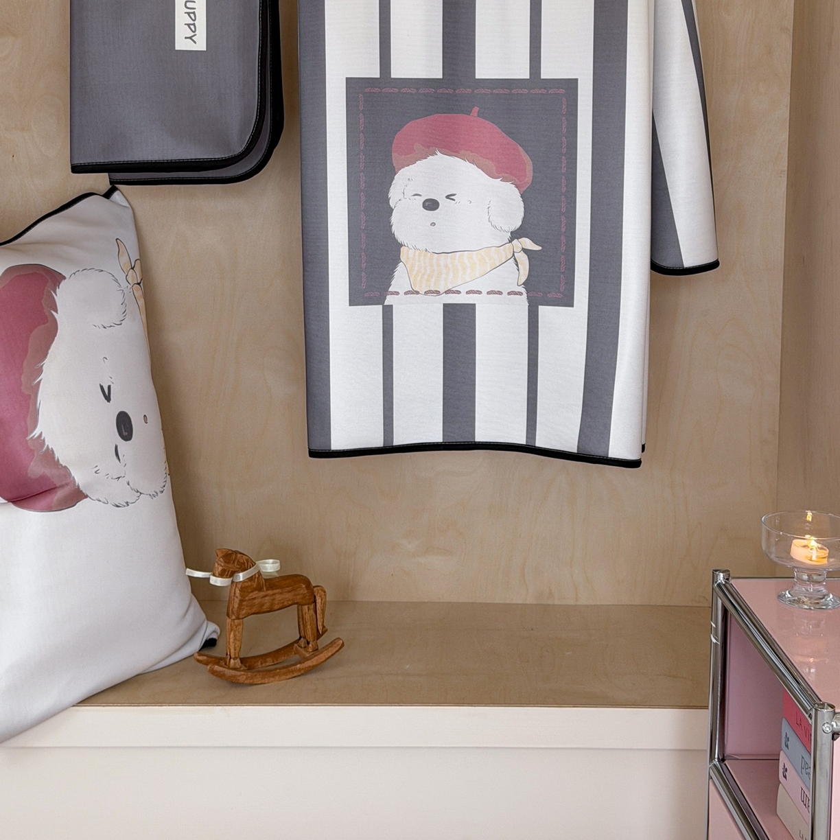 91家纺网 家纺一手货源 找家纺 美乐迪家纺 2026新款大版水光冰丝凉席席子凉席 黑条小狗