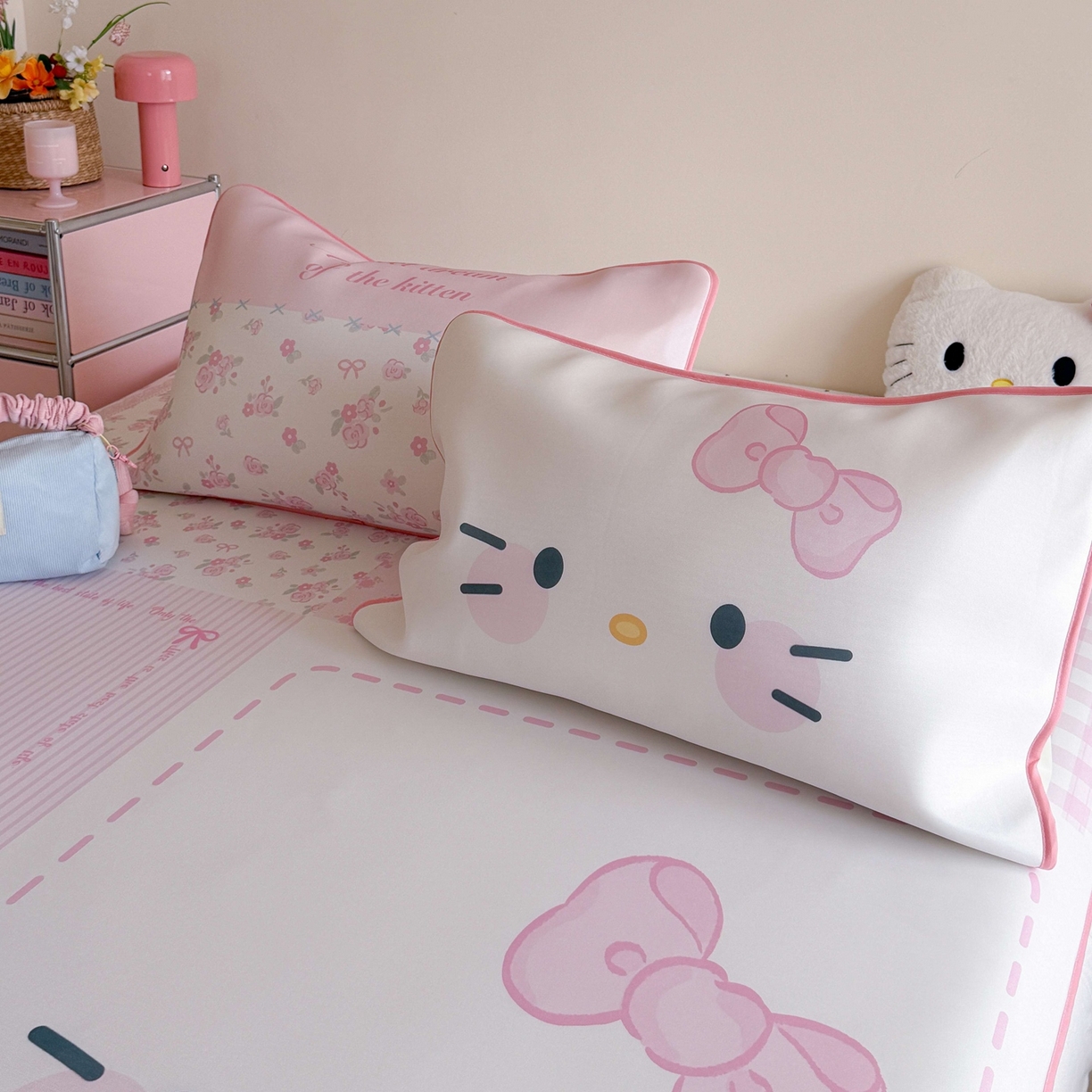 91家纺网 家纺一手货源 找家纺 美乐迪家纺 2026新款大版水光冰丝凉席席子凉席 碎花猫