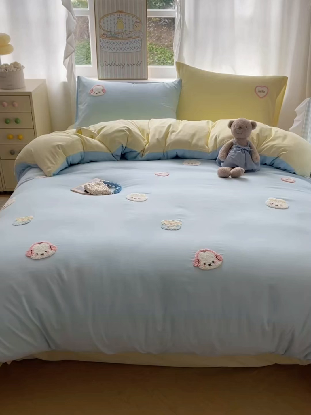 91家纺网 家纺一手货源 找家纺 韩都家居 2026春夏新款亲肤舒适毛巾绣四件套（包含买家秀原图） 音乐兔