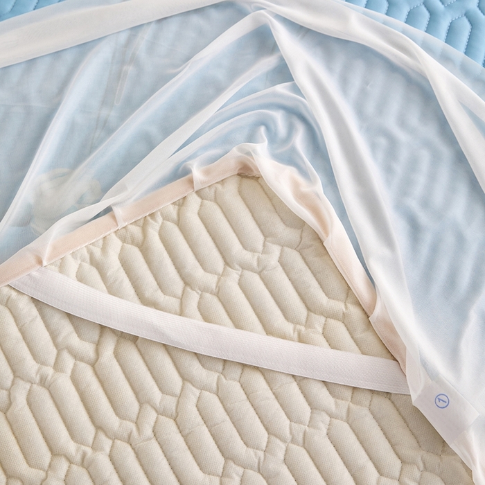 91家纺网 家纺一手货源 找家纺 羽梦家纺 2026新款冰柔丝乳胶床裙款凉席青空花信