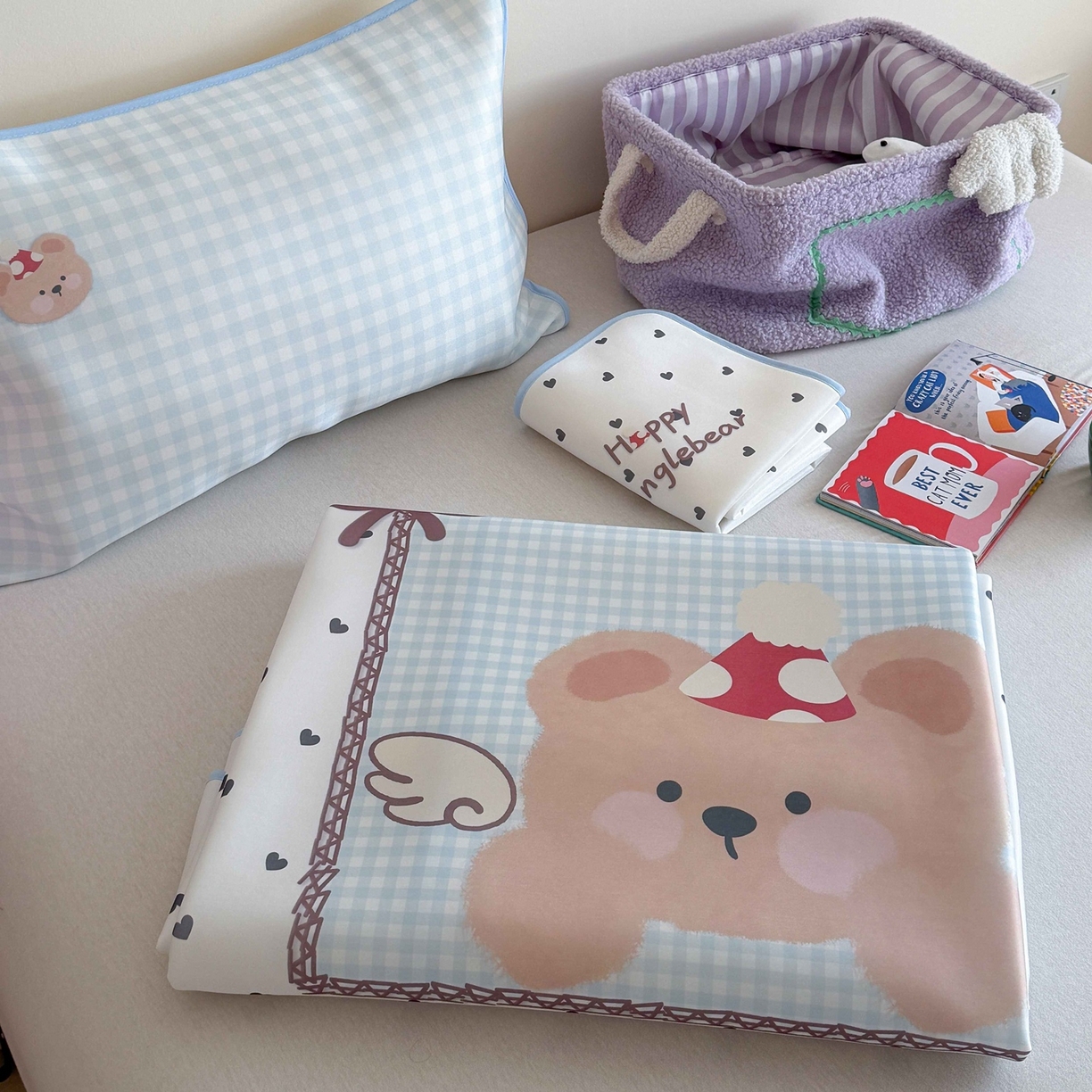 91家纺网 家纺一手货源 找家纺 美乐迪家纺 2026新款大版水光冰丝凉席席子凉席 天使小熊