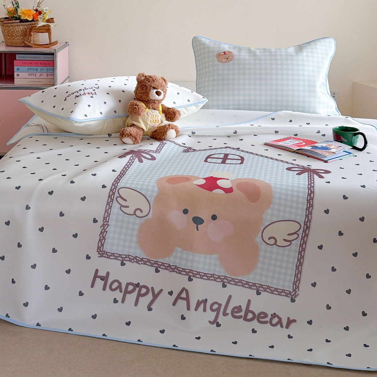 91家纺网 家纺一手货源 找家纺 美乐迪家纺 2026新款大版水光冰丝凉席席子凉席 天使小熊