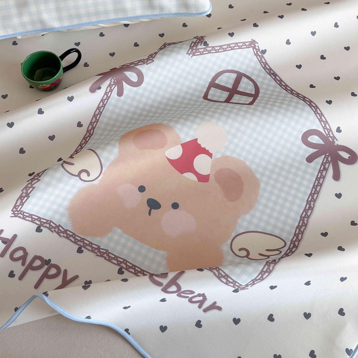 91家纺网 家纺一手货源 找家纺 美乐迪家纺 2026新款大版水光冰丝凉席席子凉席 天使小熊