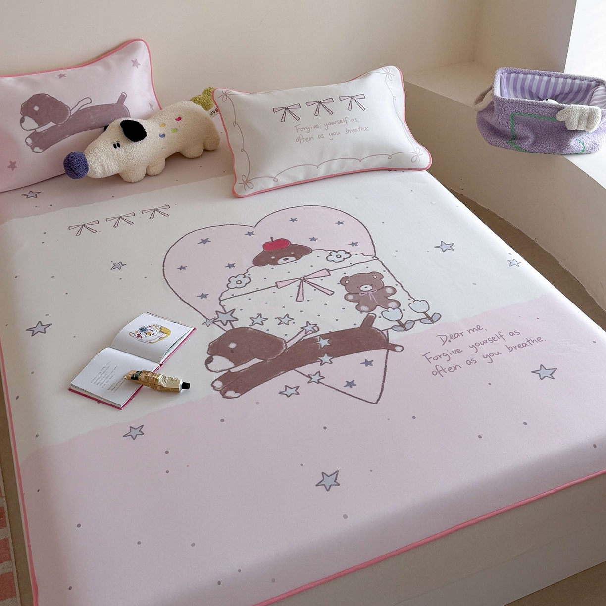 91家纺网 家纺一手货源 找家纺 美乐迪家纺 2026新款大版水光冰丝凉席席子凉席 爱心腊肠狗