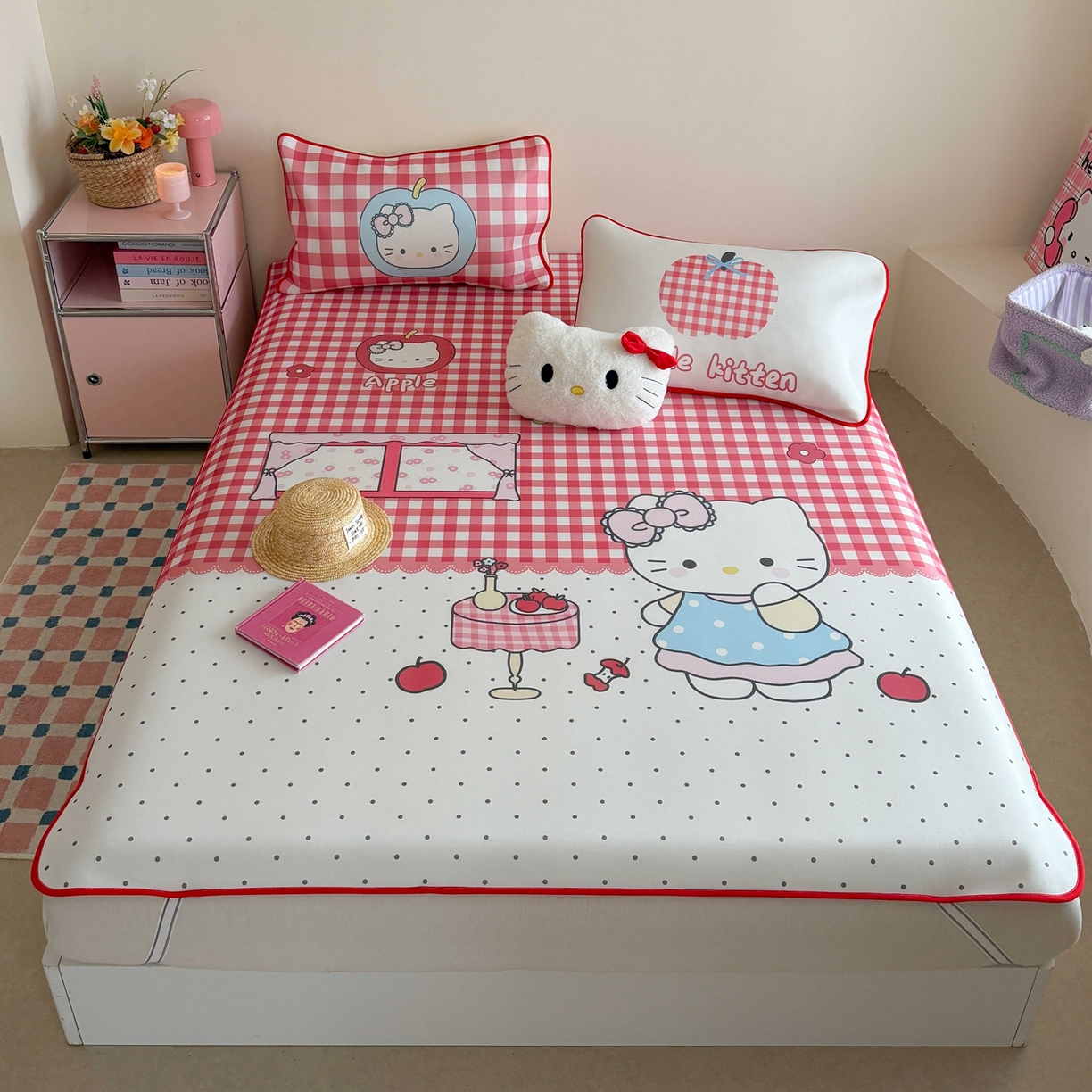 美乐迪家纺 2026新款大版水光冰丝凉席席子凉席 苹果猫猫