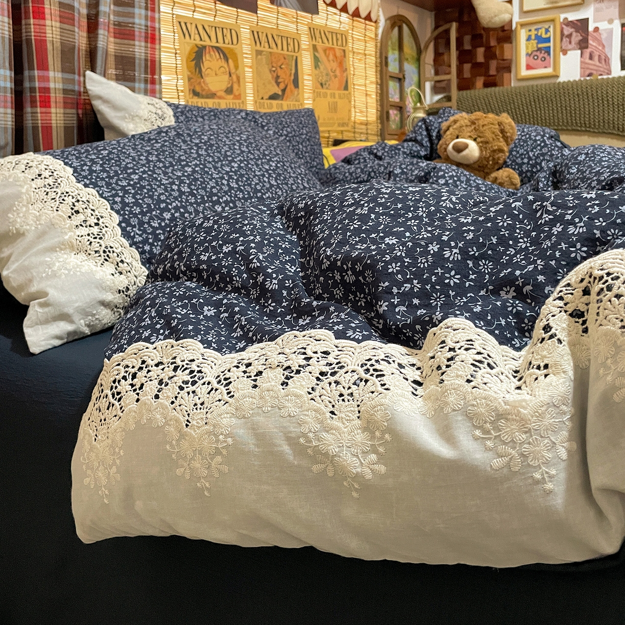 91家纺网 家纺一手货源 找家纺 （总）水墨江南 2026新款甜美复古花边四件套