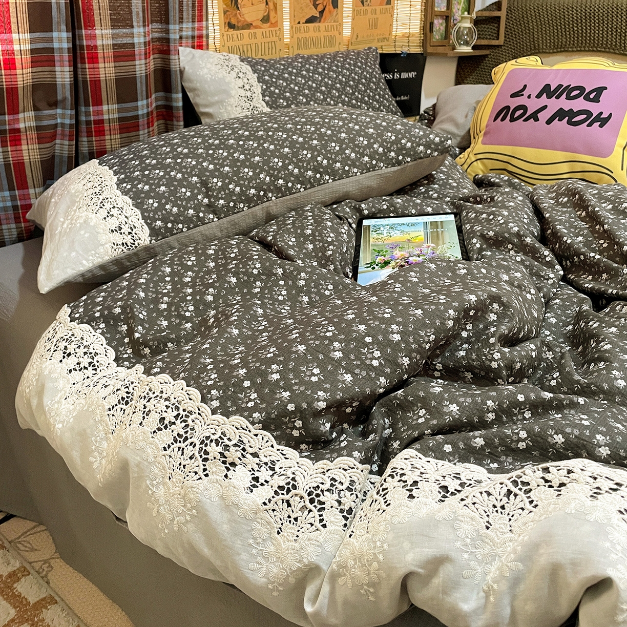 水墨江南 2026新款甜美复古花边四件套 复古花边-青岚