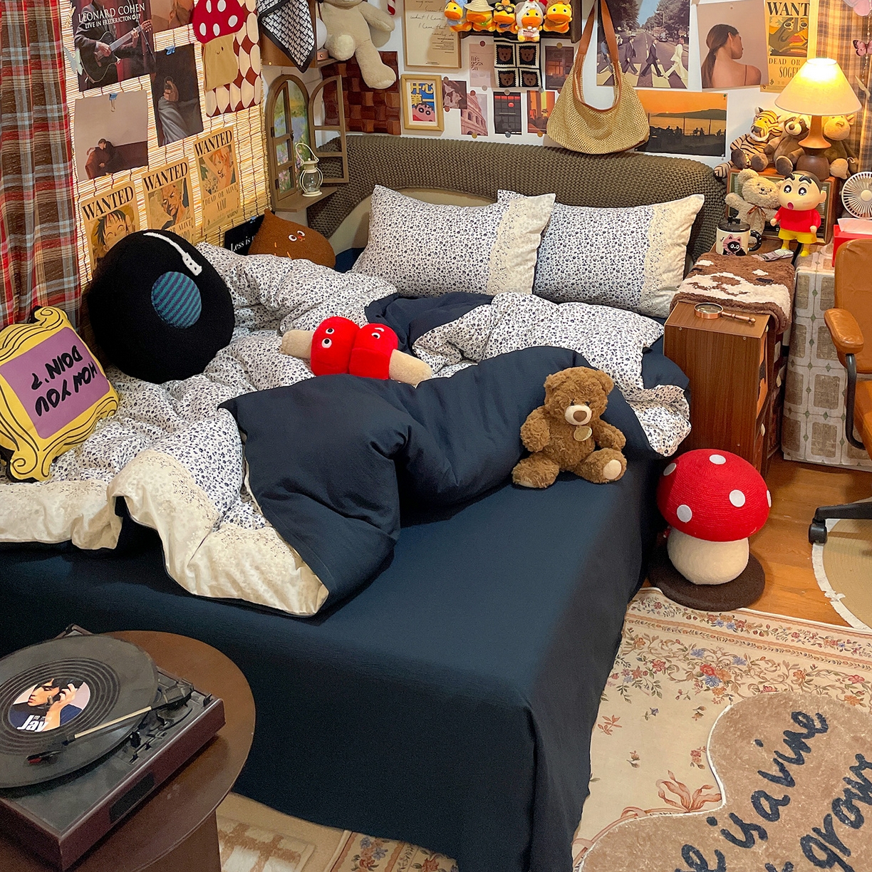 91家纺网 家纺一手货源 找家纺 水墨江南 2026新款甜美复古花边四件套 复古花边-烟青