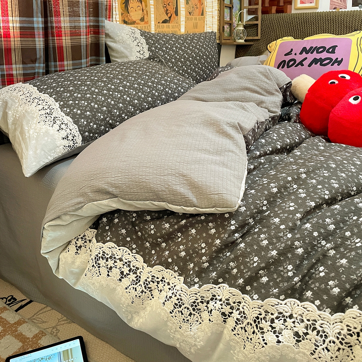 91家纺网 家纺一手货源 找家纺 水墨江南 2026新款甜美复古花边四件套 复古花边-青岚