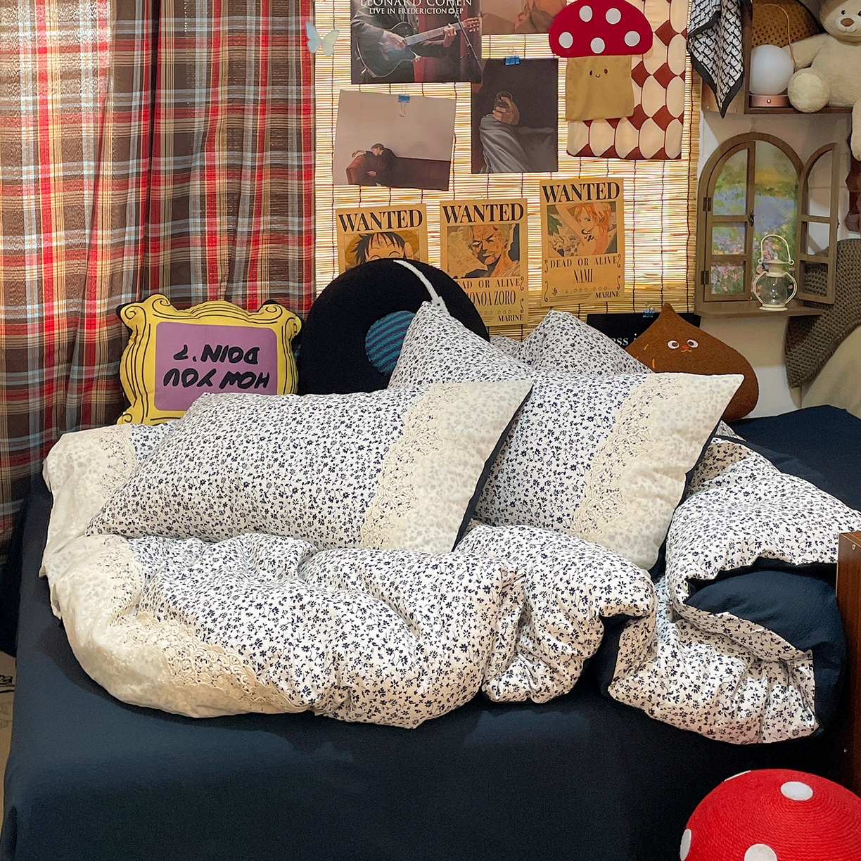 91家纺网 家纺一手货源 找家纺 水墨江南 2026新款甜美复古花边四件套 复古花边-烟青