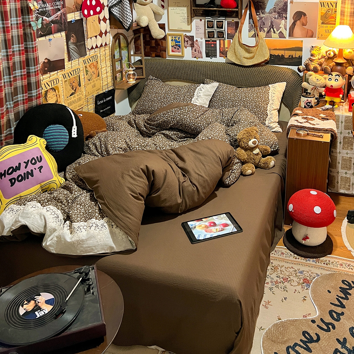 91家纺网 家纺一手货源 找家纺 水墨江南 2026新款甜美复古花边四件套 复古花边-芷棕