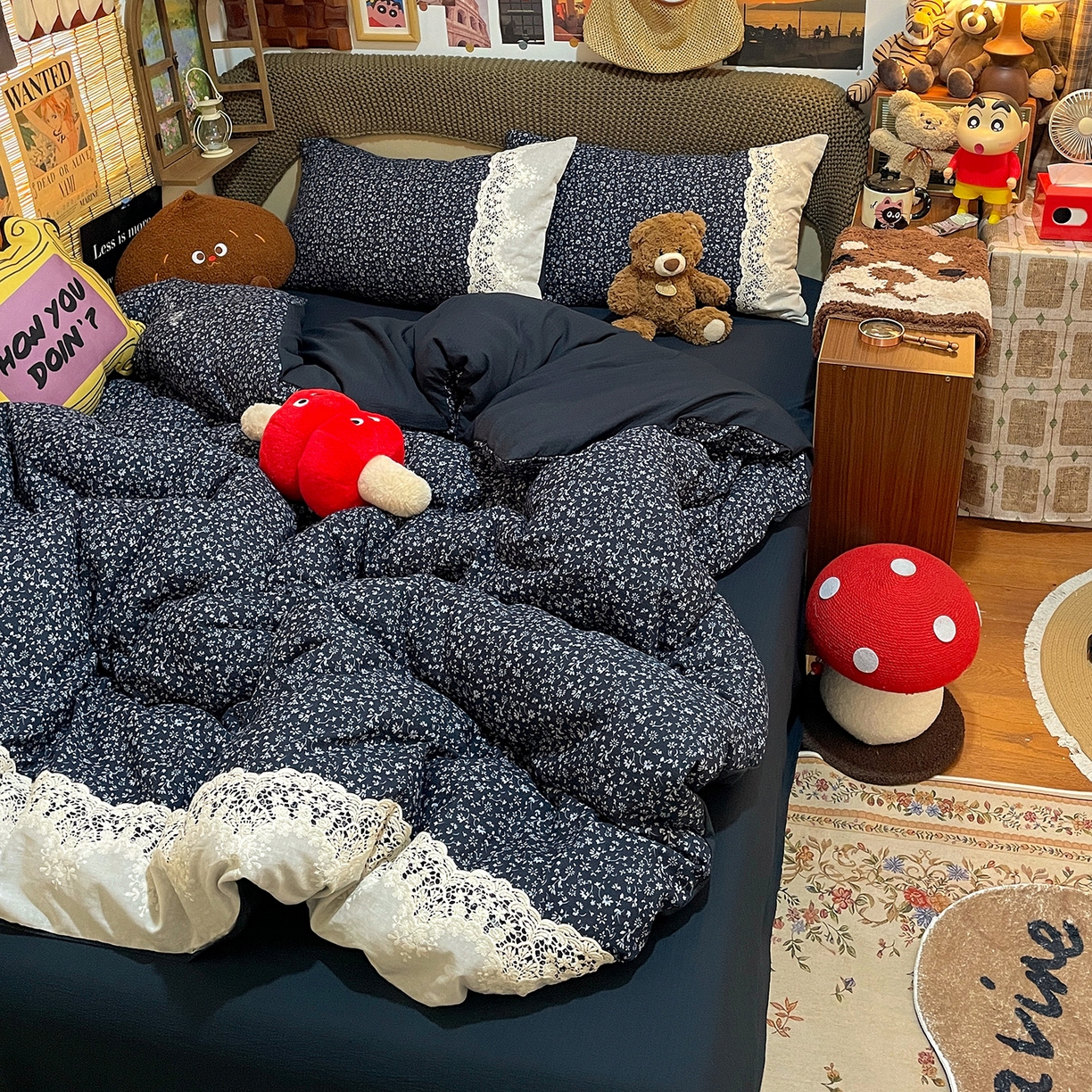 91家纺网 家纺一手货源 找家纺 水墨江南 2026新款甜美复古花边四件套 复古花边-兰芷