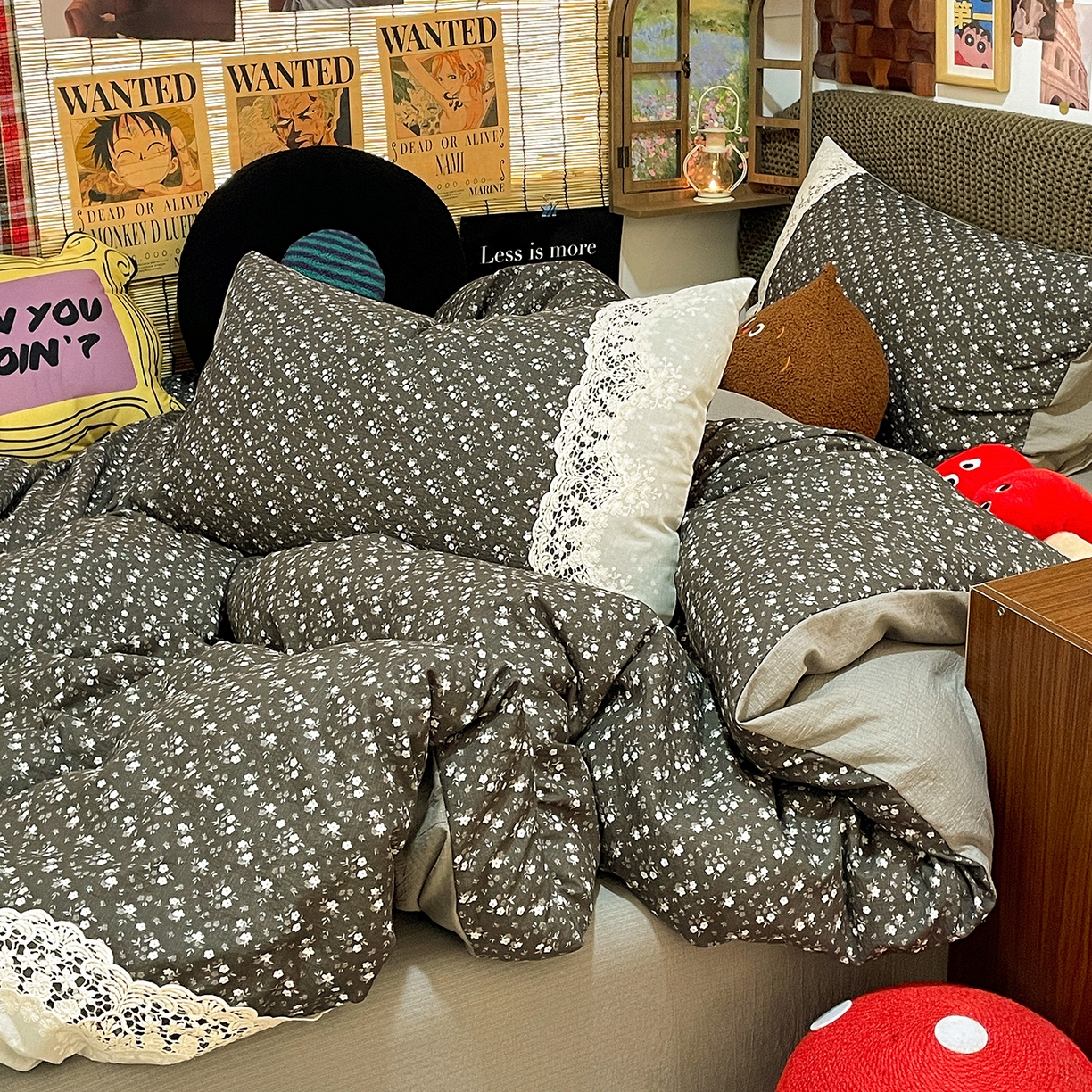 91家纺网 家纺一手货源 找家纺 水墨江南 2026新款甜美复古花边四件套 复古花边-青岚