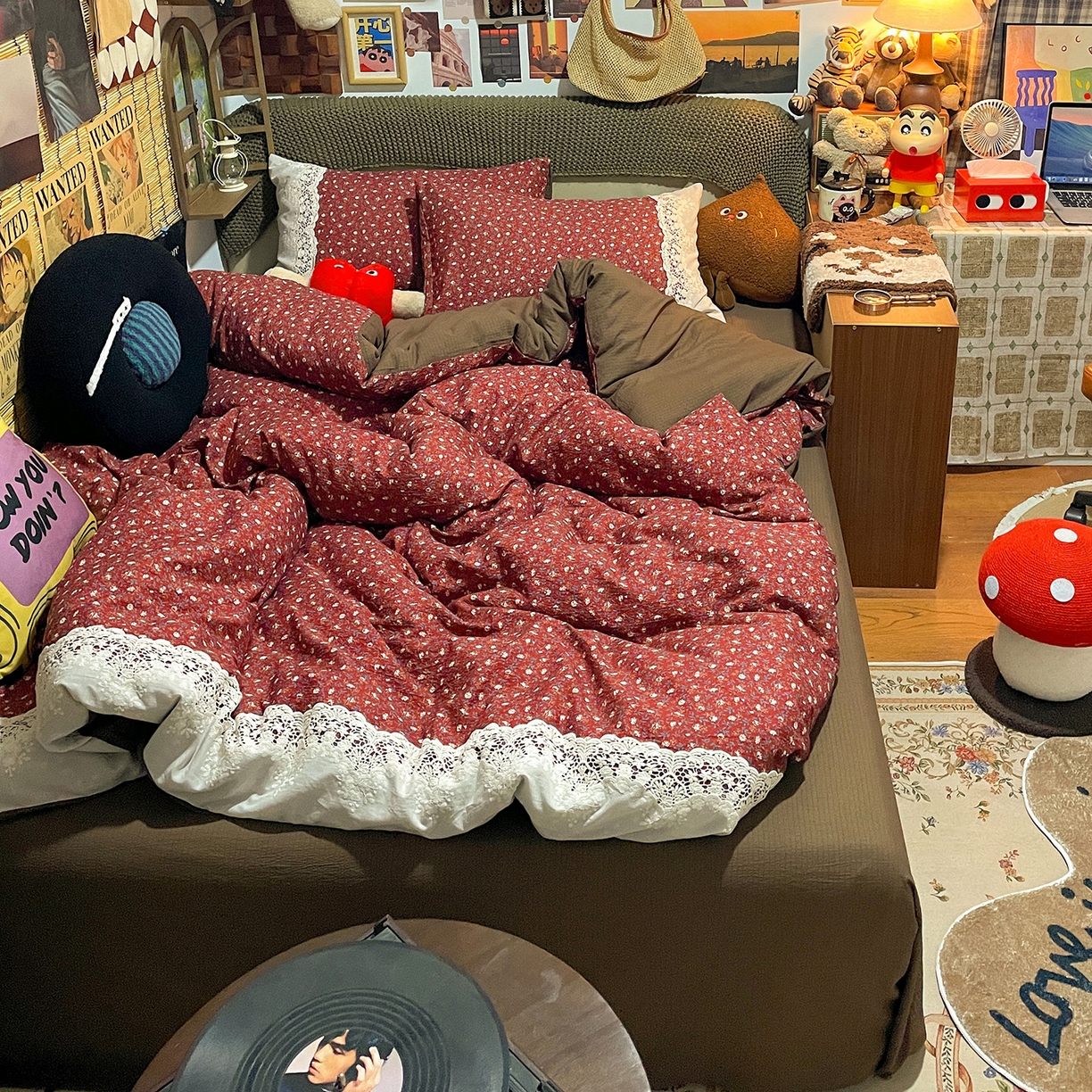 91家纺网 家纺一手货源 找家纺 水墨江南 2026新款甜美复古花边四件套 复古花边-樱绯