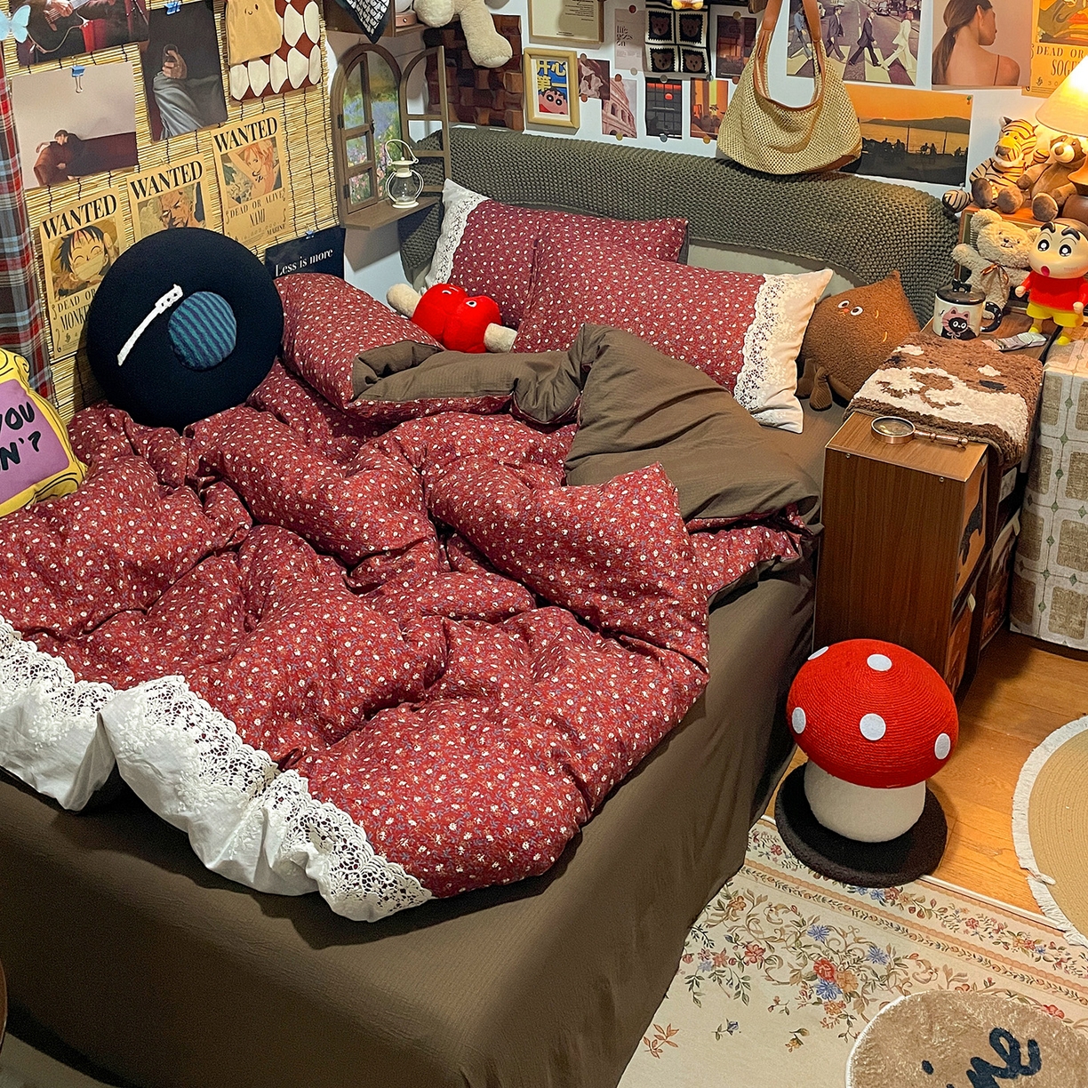 91家纺网 家纺一手货源 找家纺 水墨江南 2026新款甜美复古花边四件套 复古花边-樱绯