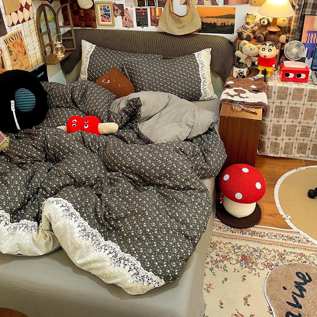 91家纺网 家纺一手货源 找家纺 水墨江南 2026新款甜美复古花边四件套 复古花边-青岚