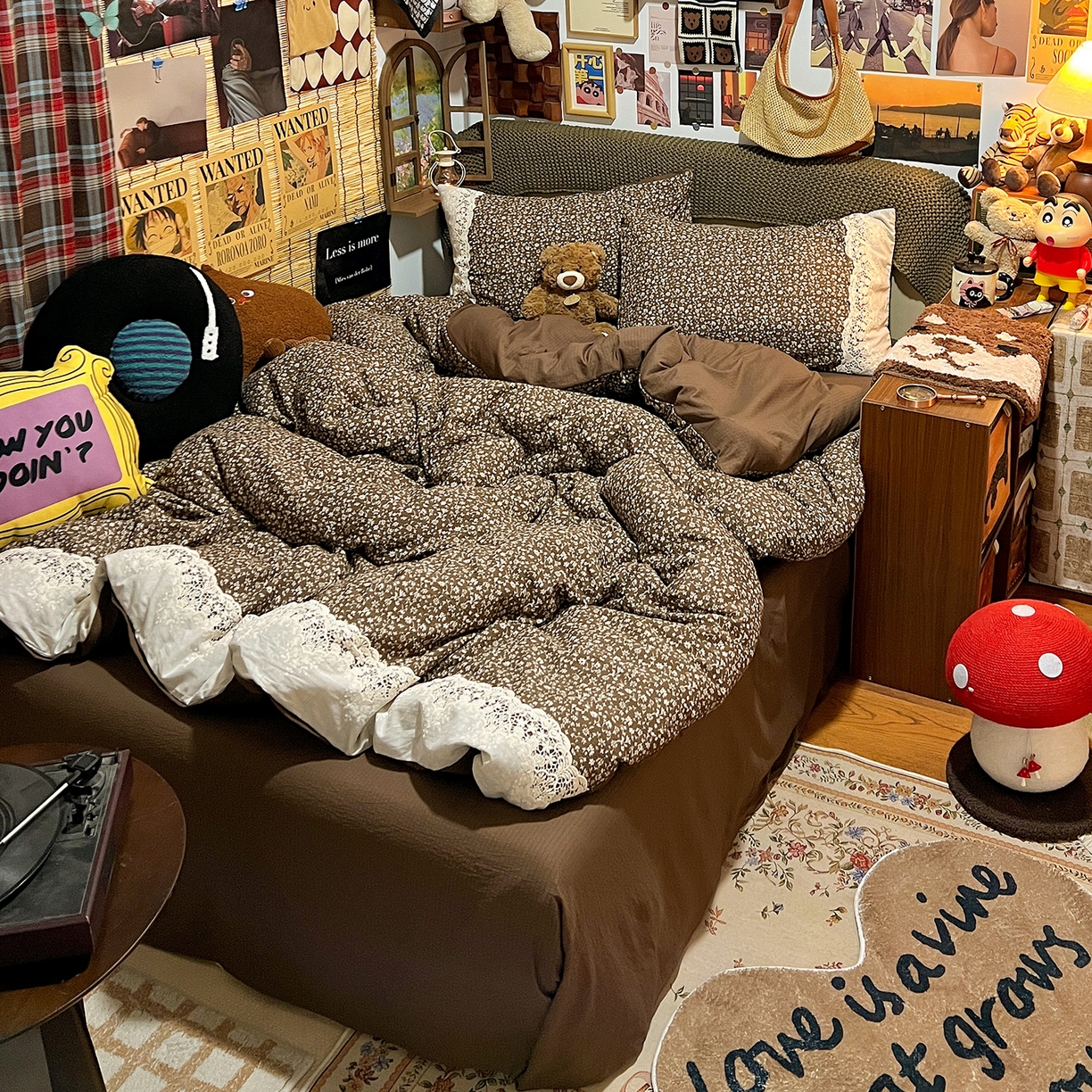 91家纺网 家纺一手货源 找家纺 水墨江南 2026新款甜美复古花边四件套 复古花边-芷棕