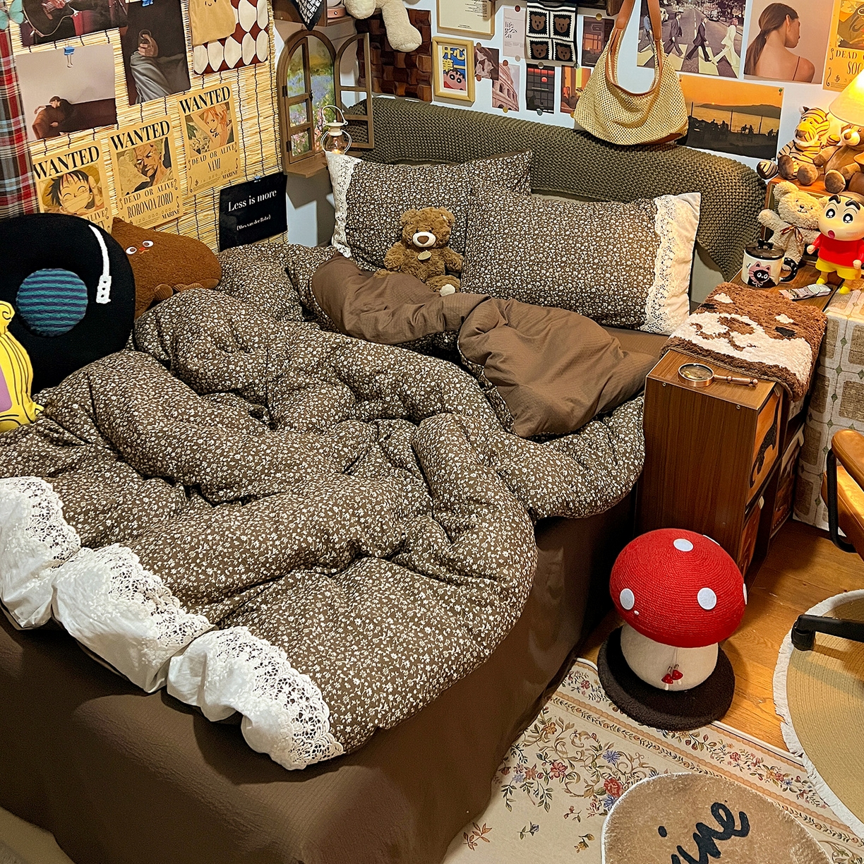 91家纺网 家纺一手货源 找家纺 水墨江南 2026新款甜美复古花边四件套 复古花边-芷棕