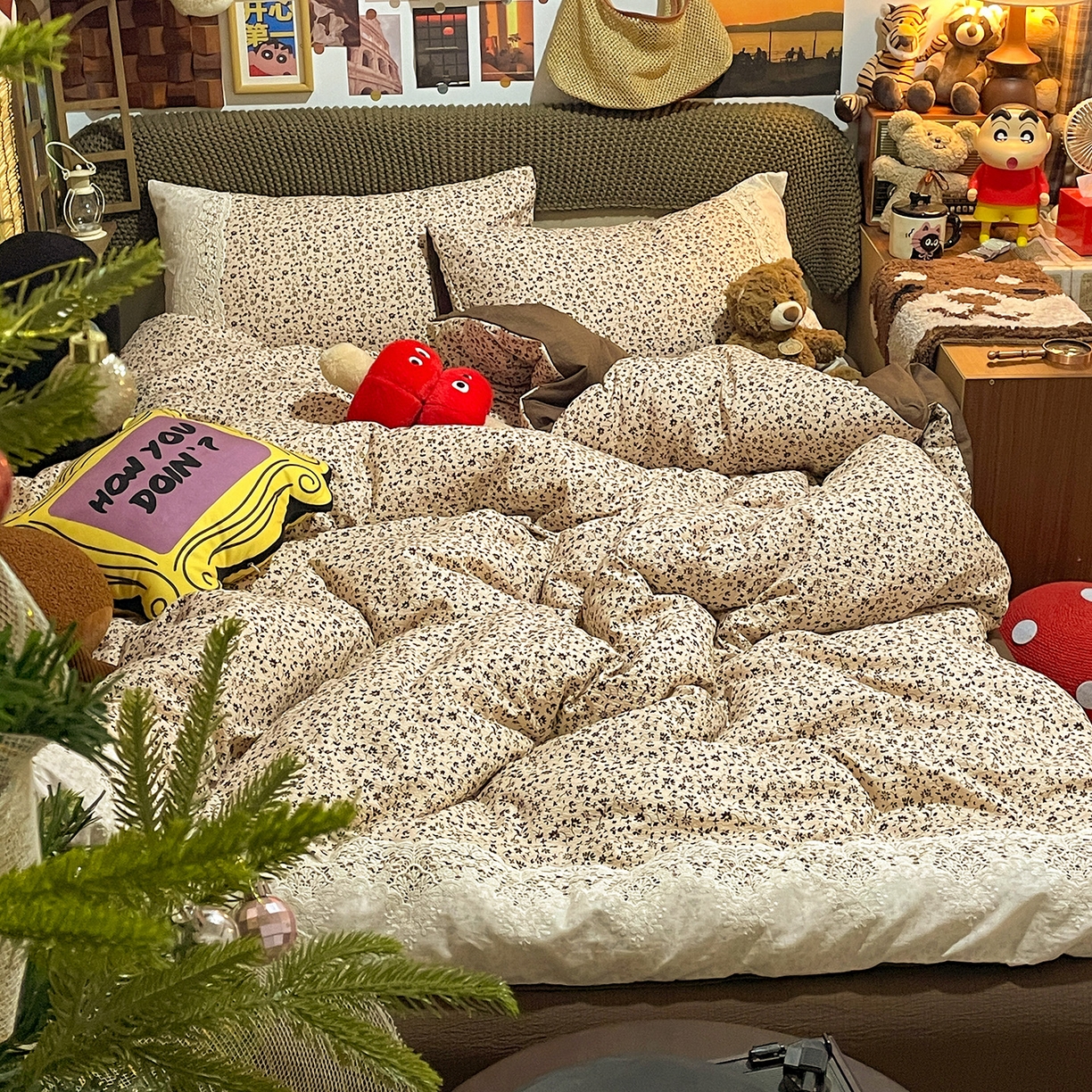 91家纺网 家纺一手货源 找家纺 水墨江南 2026新款甜美复古花边四件套 复古花边-浅棠